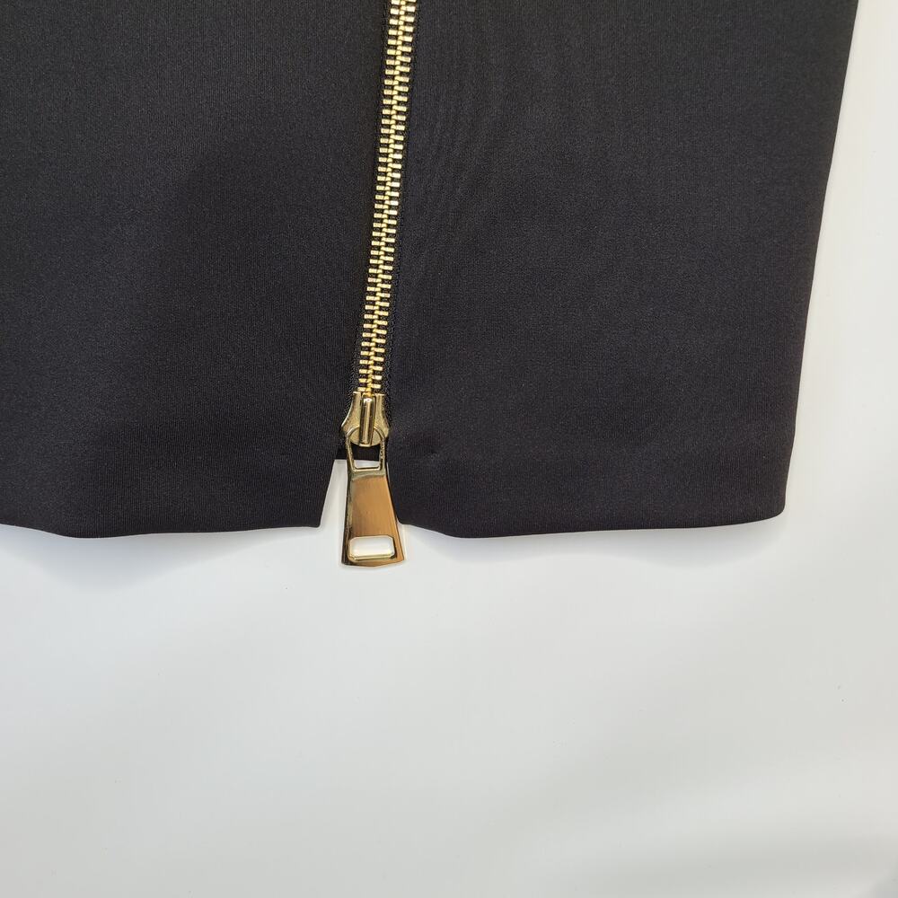 Calvin Klein Gold Zip Detailed Black Midi Cocktail Dress Size 10 - Picture 4 of 10